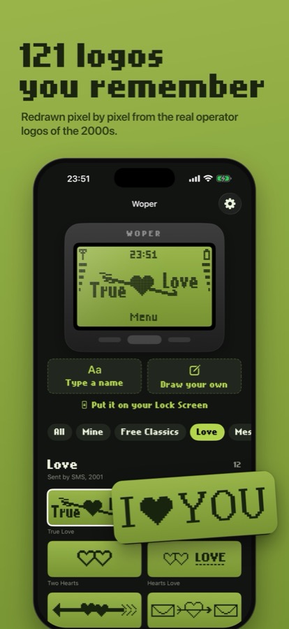 The Love pack in the app