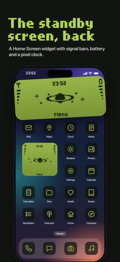 The standby screen widget on the Home Screen